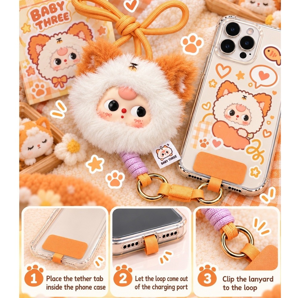 Baby Three Shiba Inu Dog Plush Blind Box Confirmed Orange Phone lanyard Strap